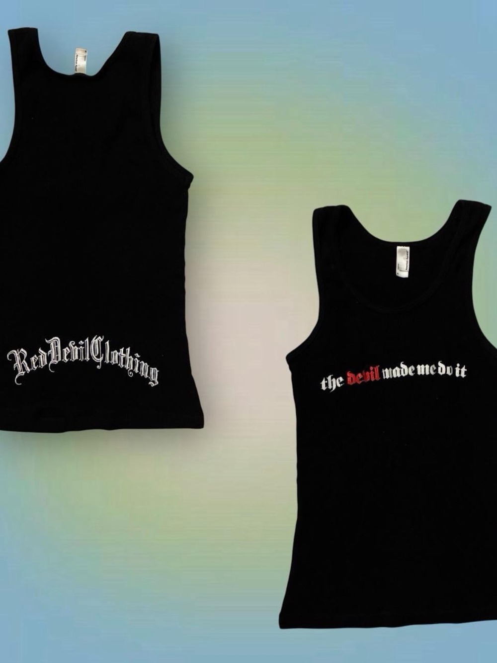 American Apparel Black Graphic Tank Top with Red Accent